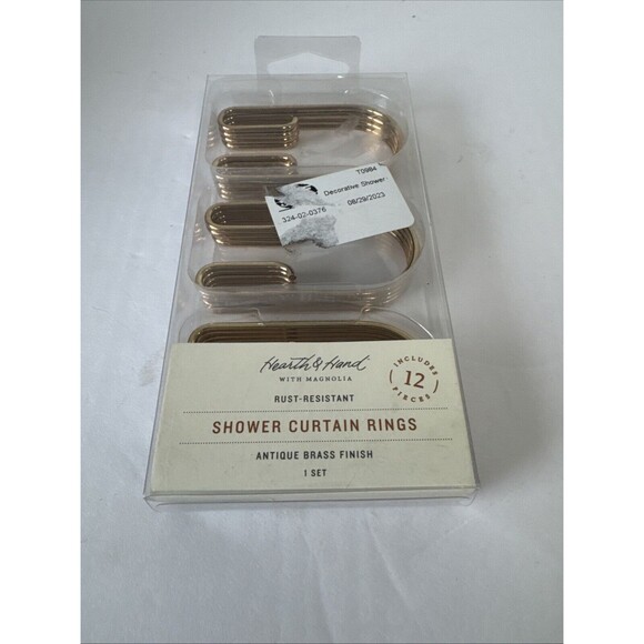 Hearth and Hand Magnolia Shower Curtain Stainless Steel Rings Set Gold Tone - Picture 3 of 8